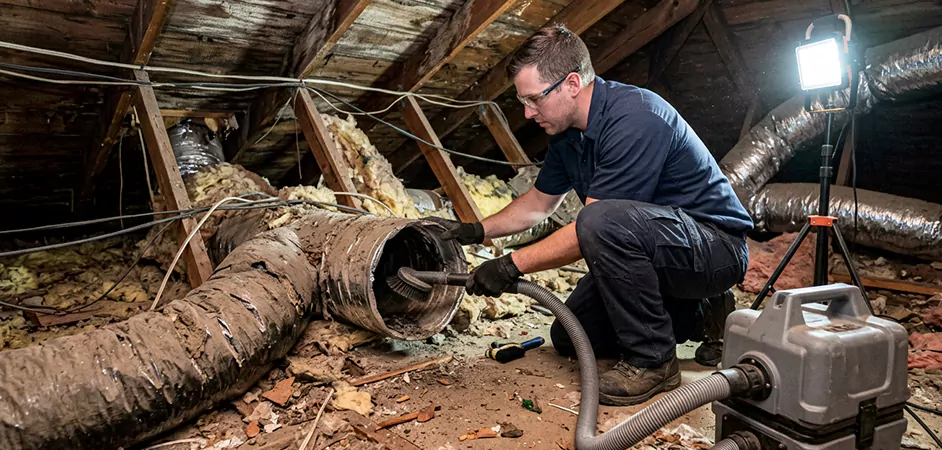 Storm-Damaged Attic Duct Cleaning in Baltimore